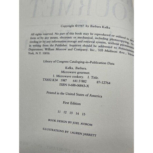 microwave gourmet by Barbara Kafka hardcover cookbook dustcover 1987 READ - Picture 5 of 7